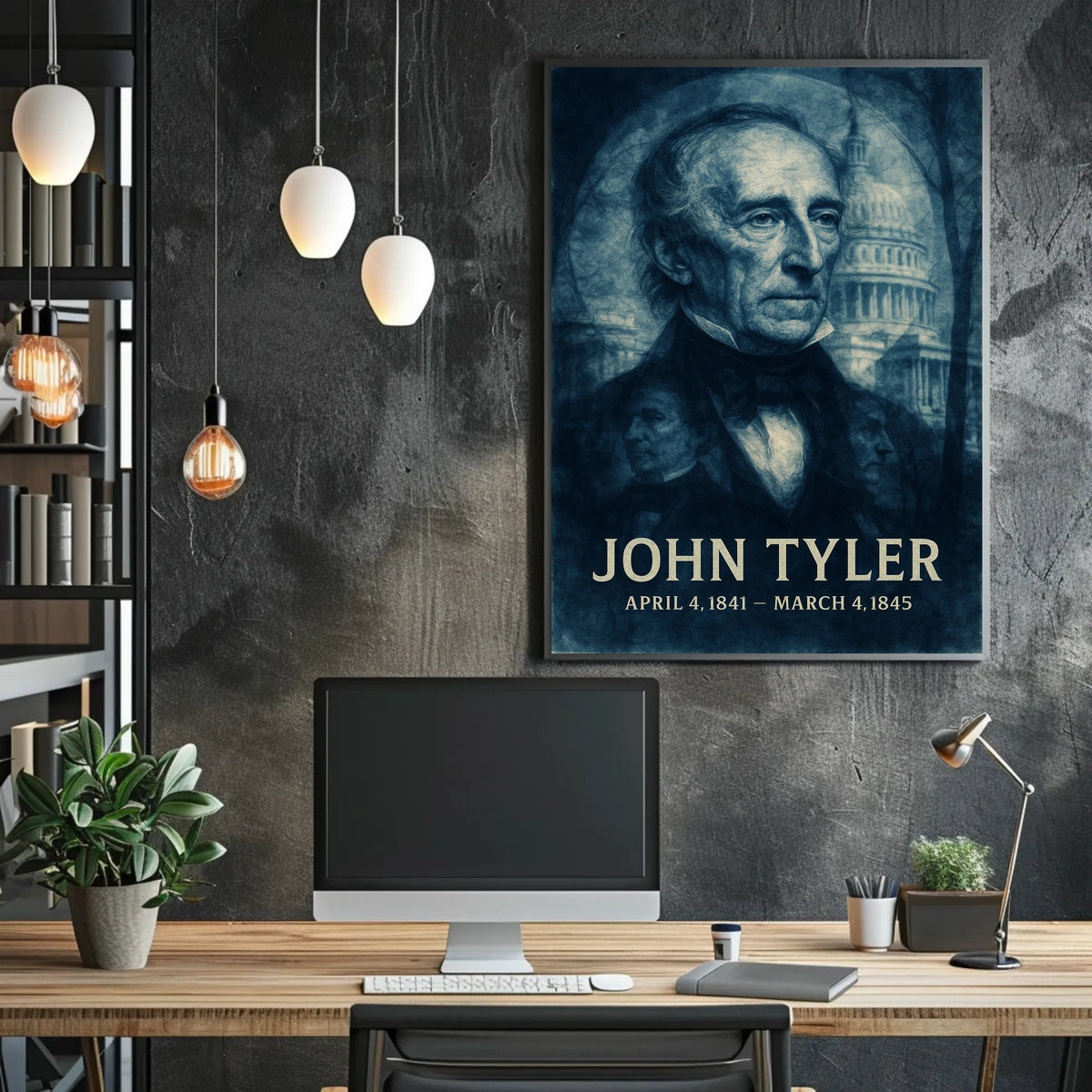 John Tyler 10th President of the United States Double Exposure Poster
