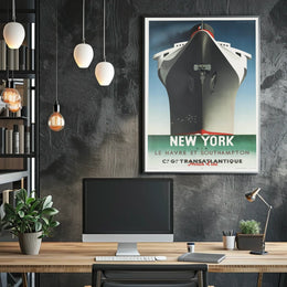 Transatlantic Ocean Liner Poster Vintage Travel Wall Art