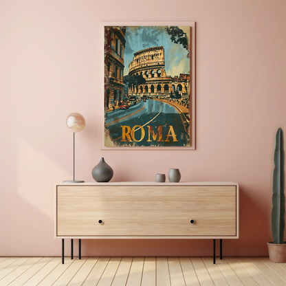 Rome Colosseum Vintage Italy Travel Poster