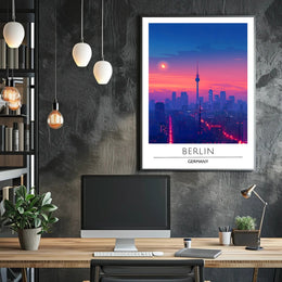 Berlin Twilight Skyline with Iconic TV Tower Cityscape Poster