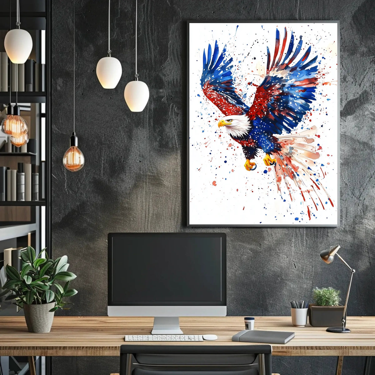 powerful bald eagle flying Poster