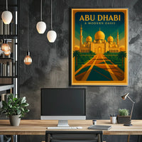 Abu Dhabi Modern Oasis Vintage Travel Poster