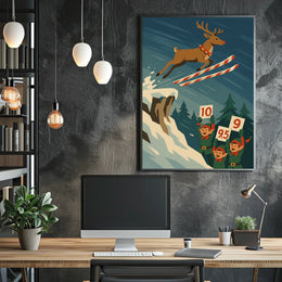 Reindeer Ski Jump Poster