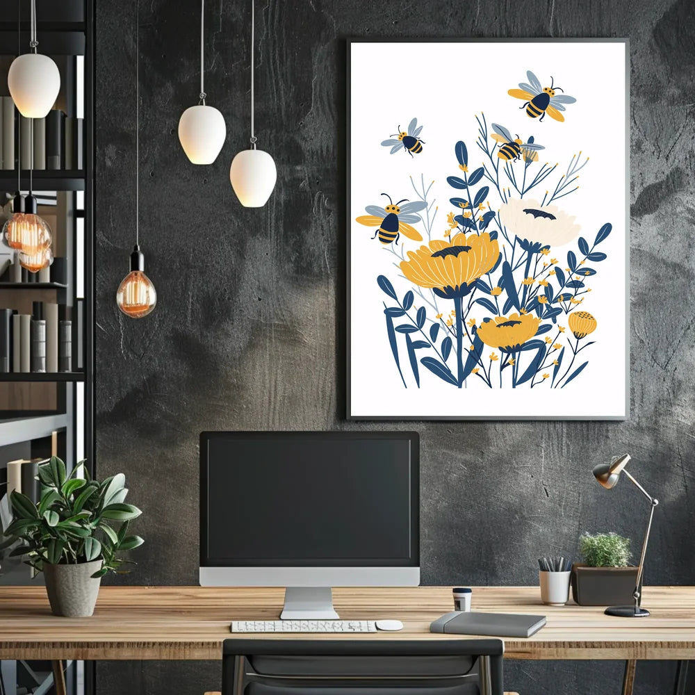 Vintage Car and Cityscape Art Poster