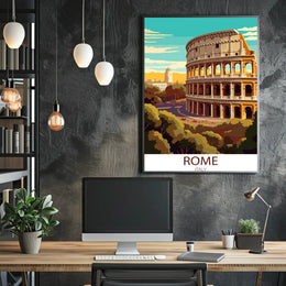 Colosseum by Day: Modern Rome Travel Poster