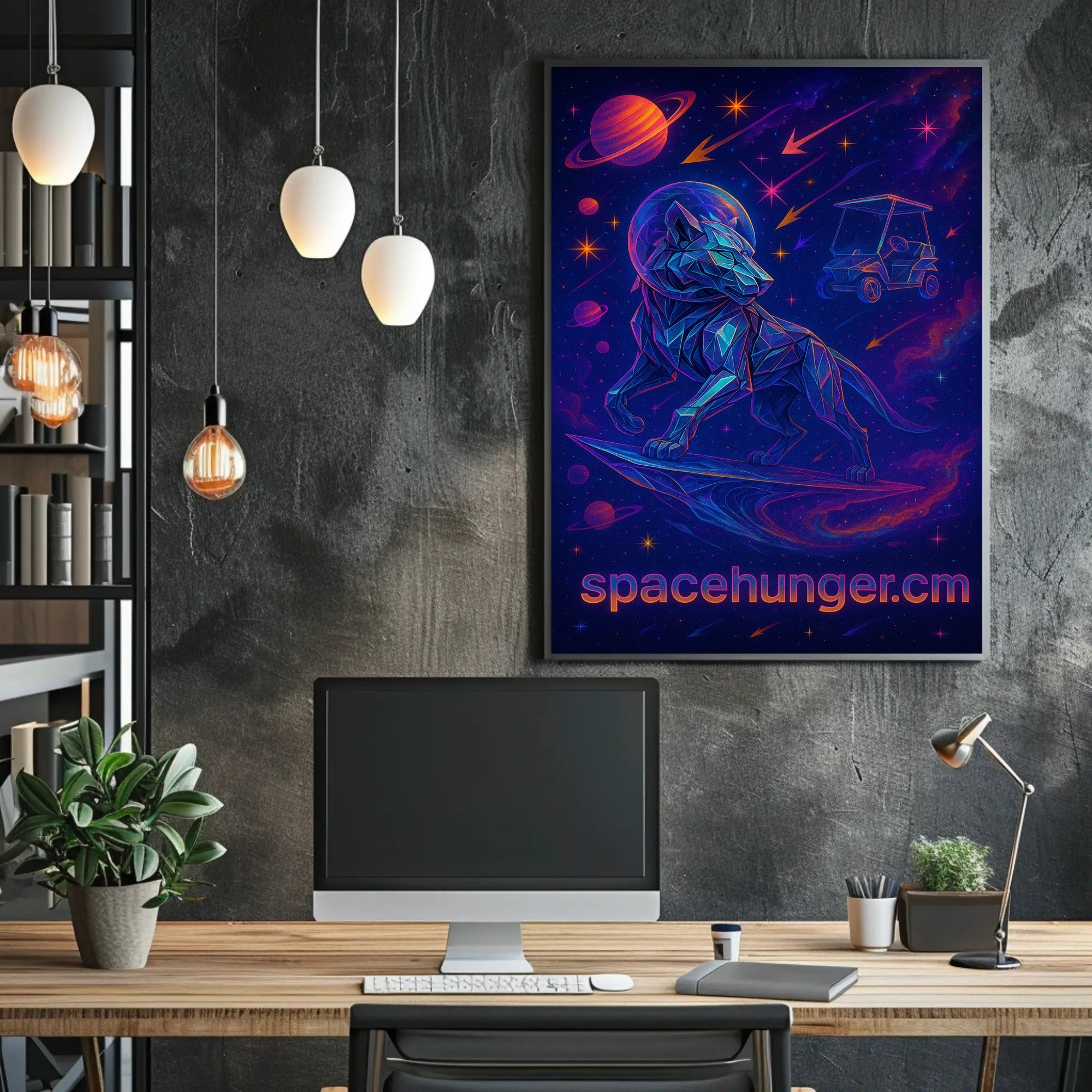 Futuristic Lion in Space Sci-Fi Poster
