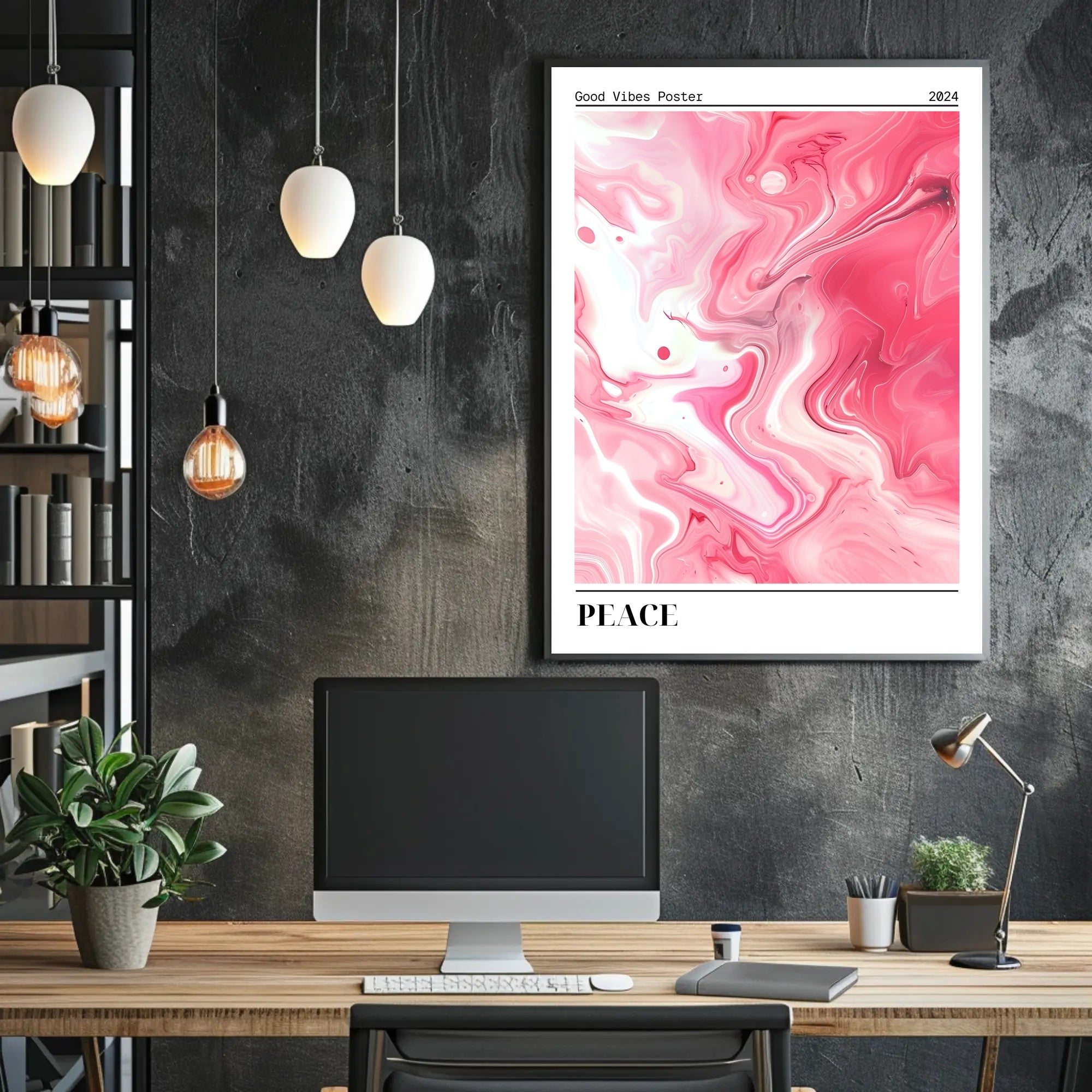 Good Vibes 2024: Serene Swirls Abstract or Artistic Poster PosterGoat