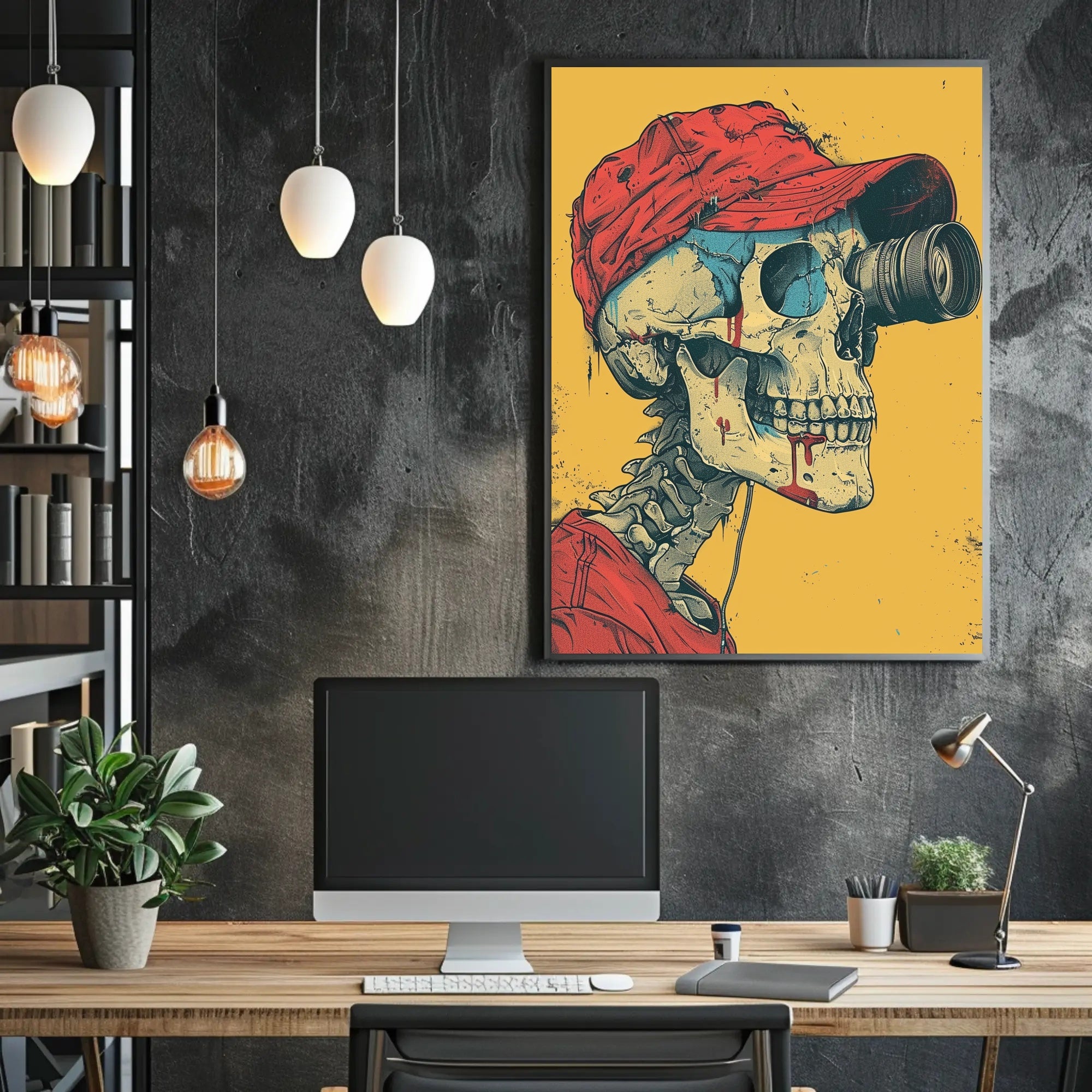 Skull with Lens Poster for Unique Wall Art Decor PosterGoat