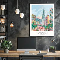 Colorful Cityscape of Caracas Poster PosterGoat