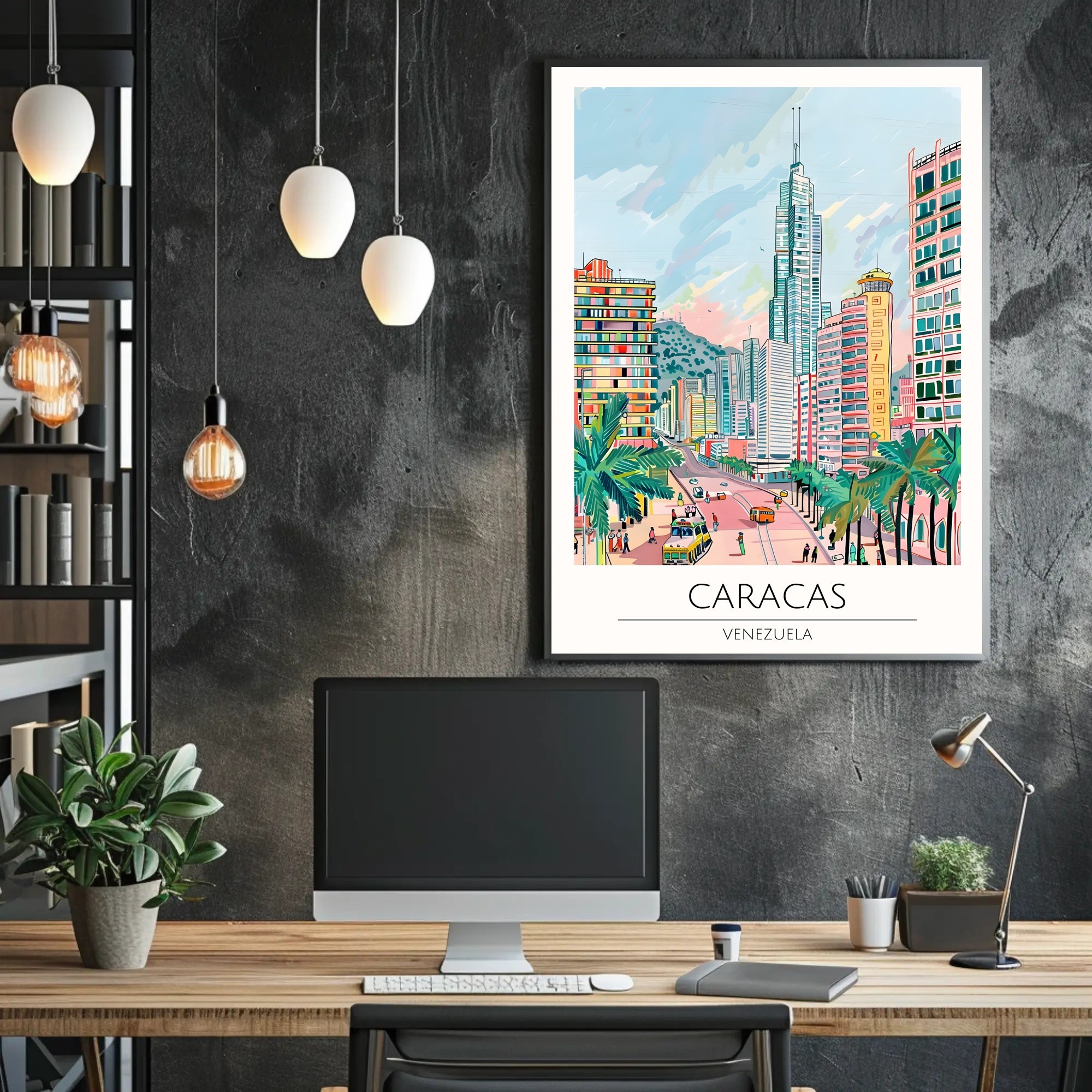 Colorful Cityscape of Caracas Poster PosterGoat
