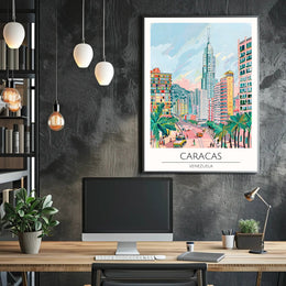 Colorful Cityscape of Caracas Poster PosterGoat
