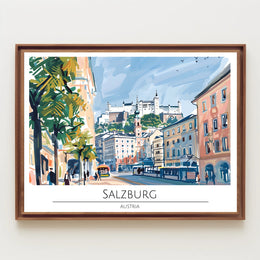 Salzburg Scenic Illustration Poster PosterGoat