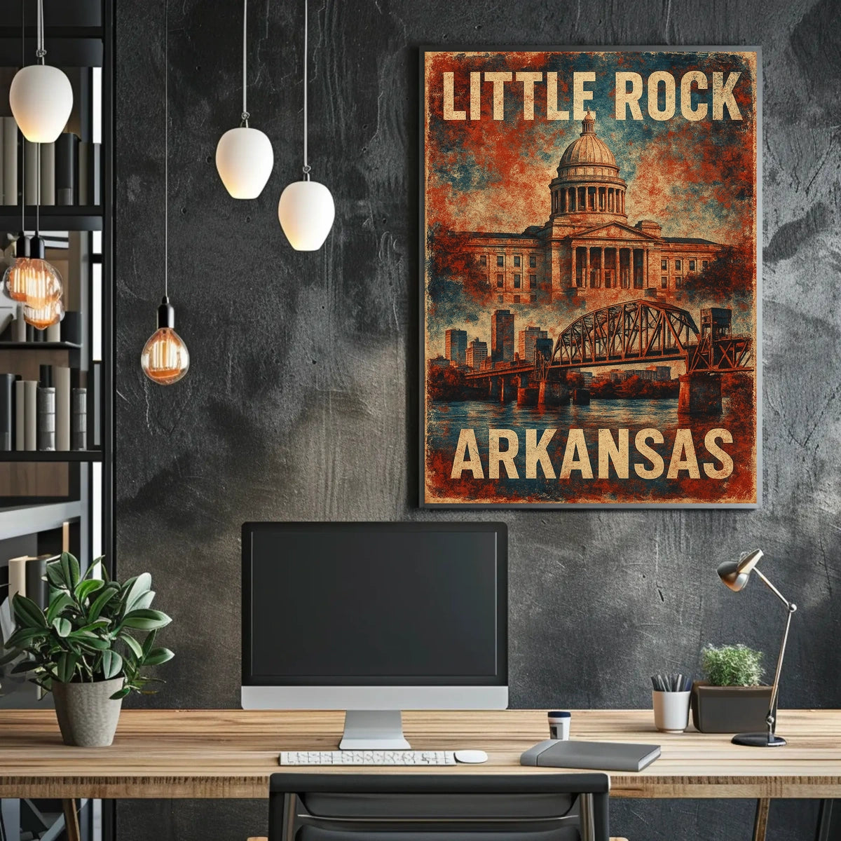 Little Rock Arkansas Skyline Minimalist Travel Poster