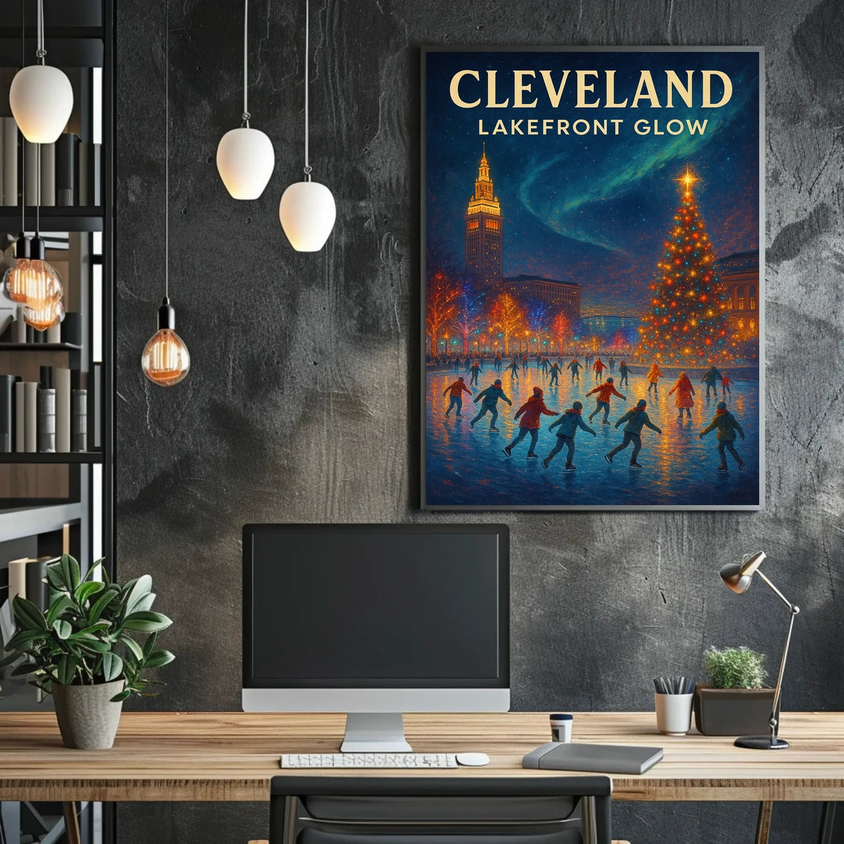 Cleveland Lakefront Glow Poster