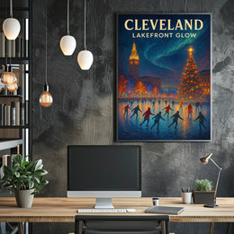 Cleveland Lakefront Glow Poster