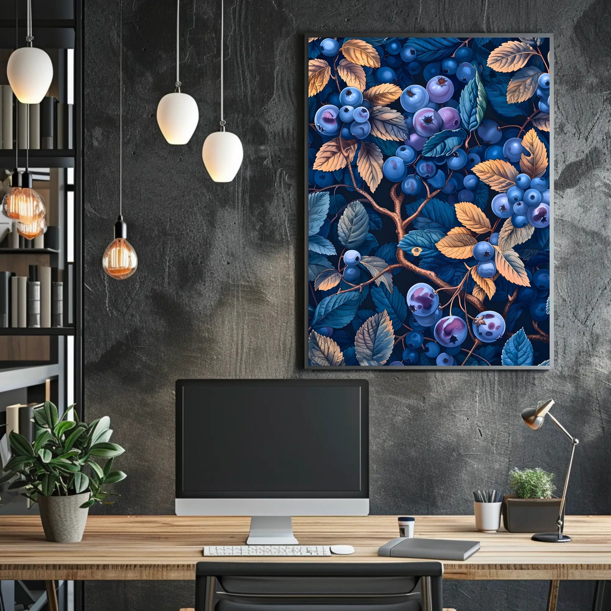 Blueberries and Foliage Artistic Design Artistic Poster