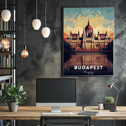 Budapest Landmark Illustration Poster