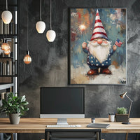 patriotic gnome holding a sparkler Poster