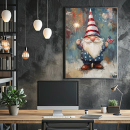 patriotic gnome holding a sparkler Poster