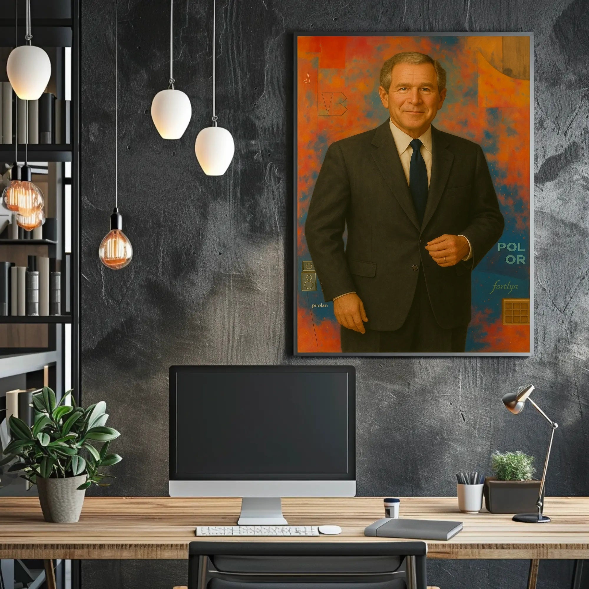 Man in Suit with Vibrant Abstract Background - Artistic Poster