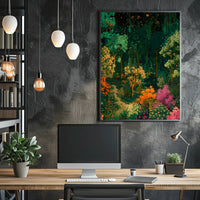 Enchanted Night Forest Fantasy with Stars Poster