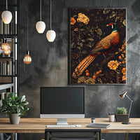 Majestic Pheasant Floral Harmony Poster