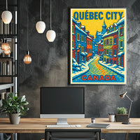 Québec City Winter Charm Pop Art Travel Poster