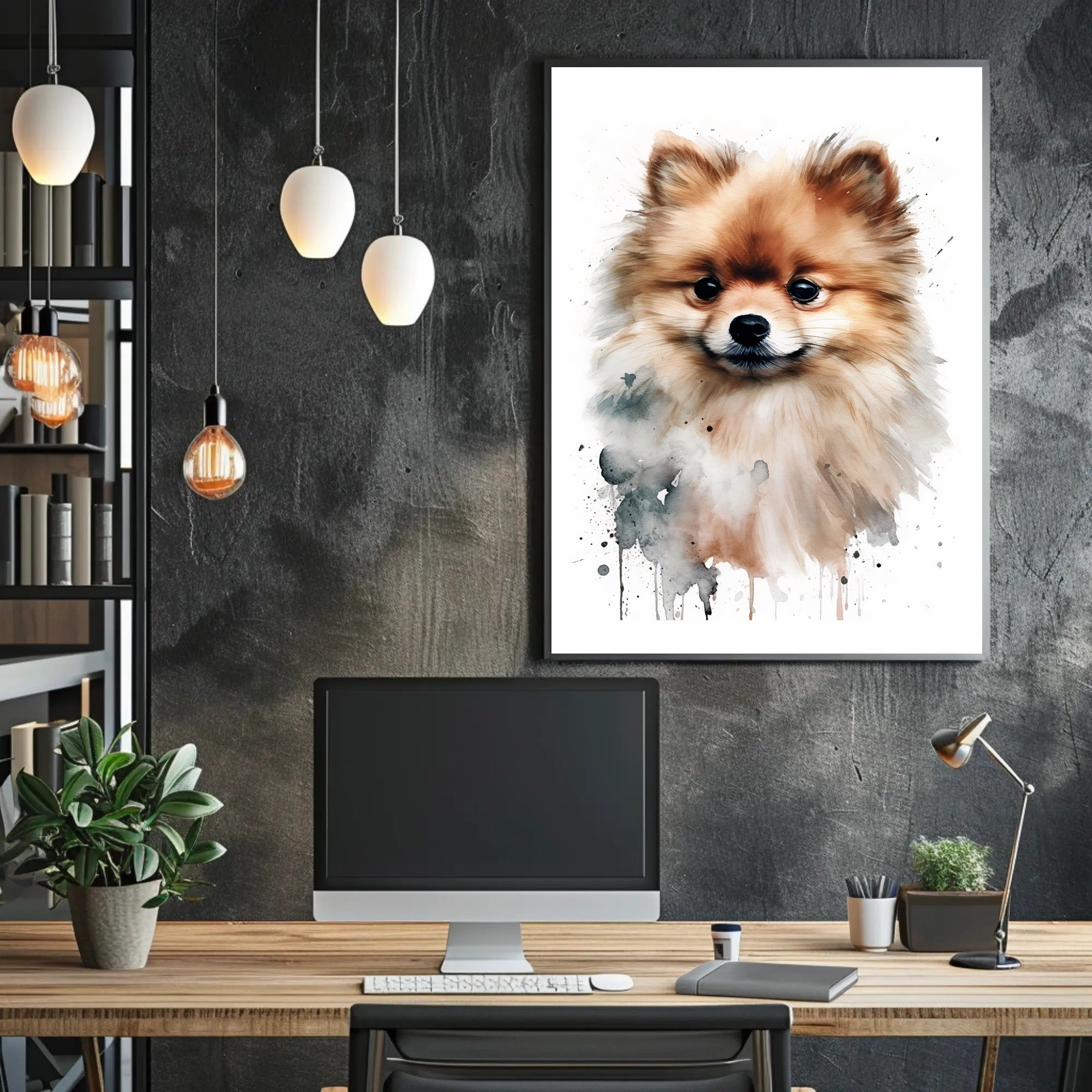 Pomeranian Watercolor Poster Wall Art Print