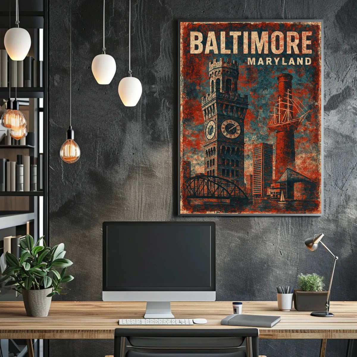 Baltimore Skyline Cityscape Art Collectors Poster