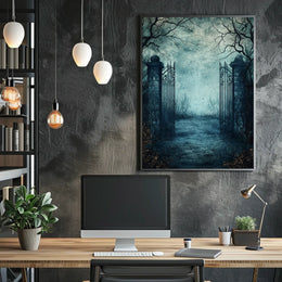 Gothic Iron Gate at Abandoned Graveyard Artistic Poster