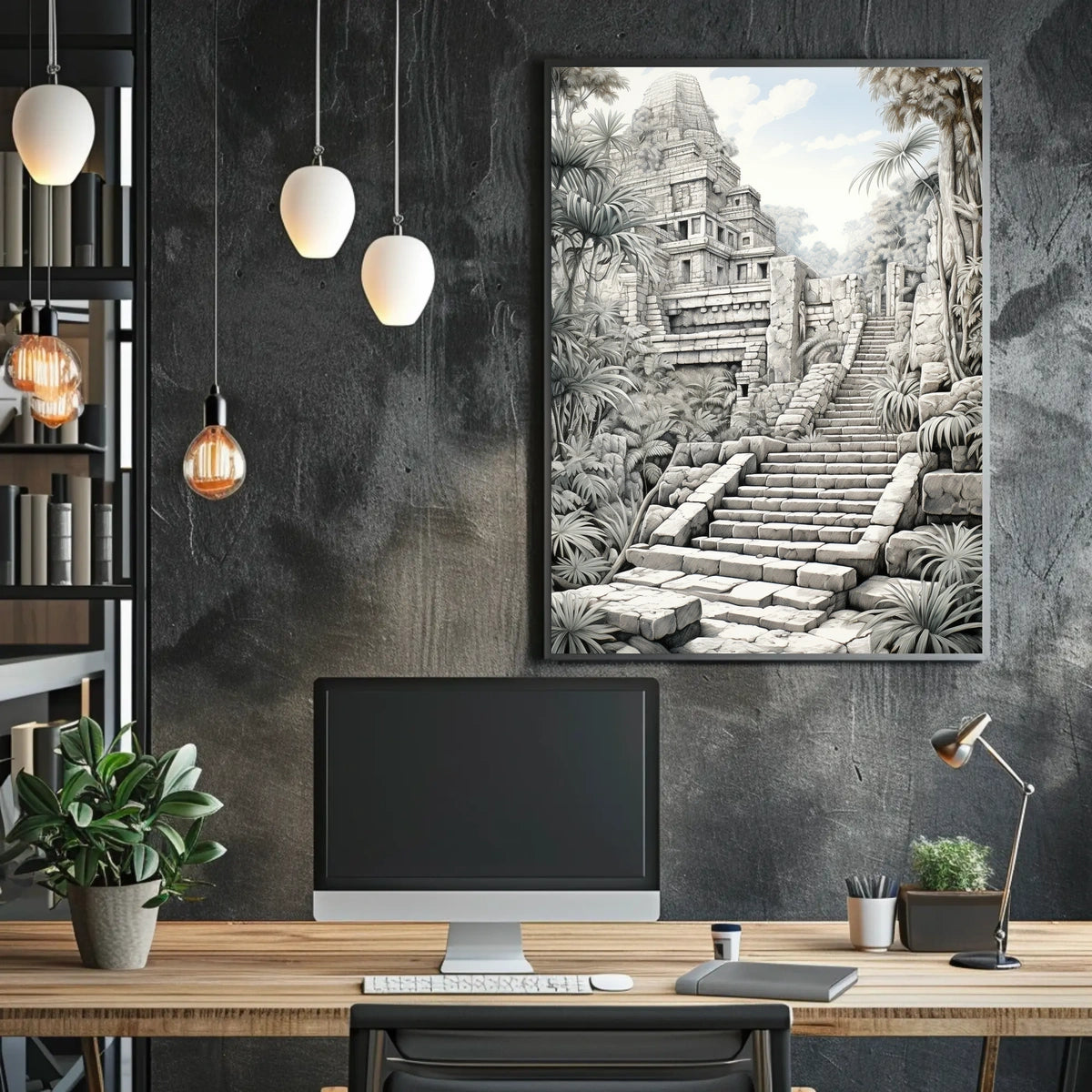 Ancient Mesoamerican Jungle Pyramid Cultural or Heritage Poster