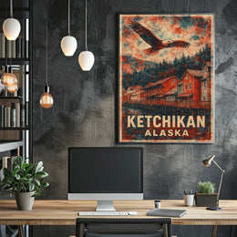 Ketchikan Eagles Vintage Coastal Travel Poster