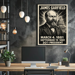 James A. Garfield 20th President of the United States B & W Comic Sketch Poster