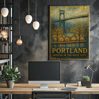 Portland Winter In The Rose City Poster