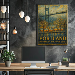 Portland Winter In The Rose City Poster