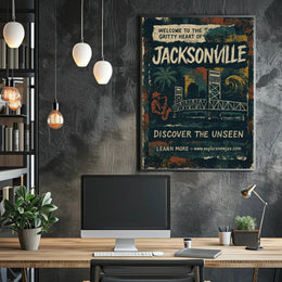 Welcome to Jacksonville Urban Cityscape Poster PosterGoat