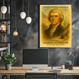 Thomas Jefferson 3rd President of the United States Vintage Watercolor Poster
