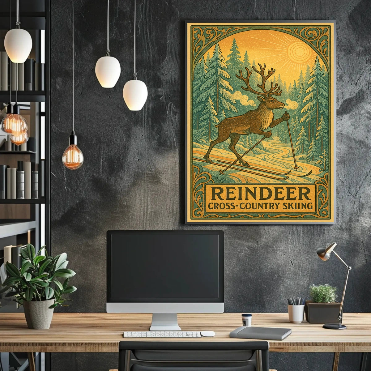 Reindeer Cross-Country Skiing Poster