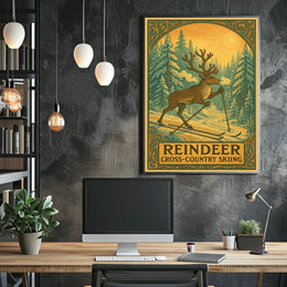 Reindeer Cross-Country Skiing Poster