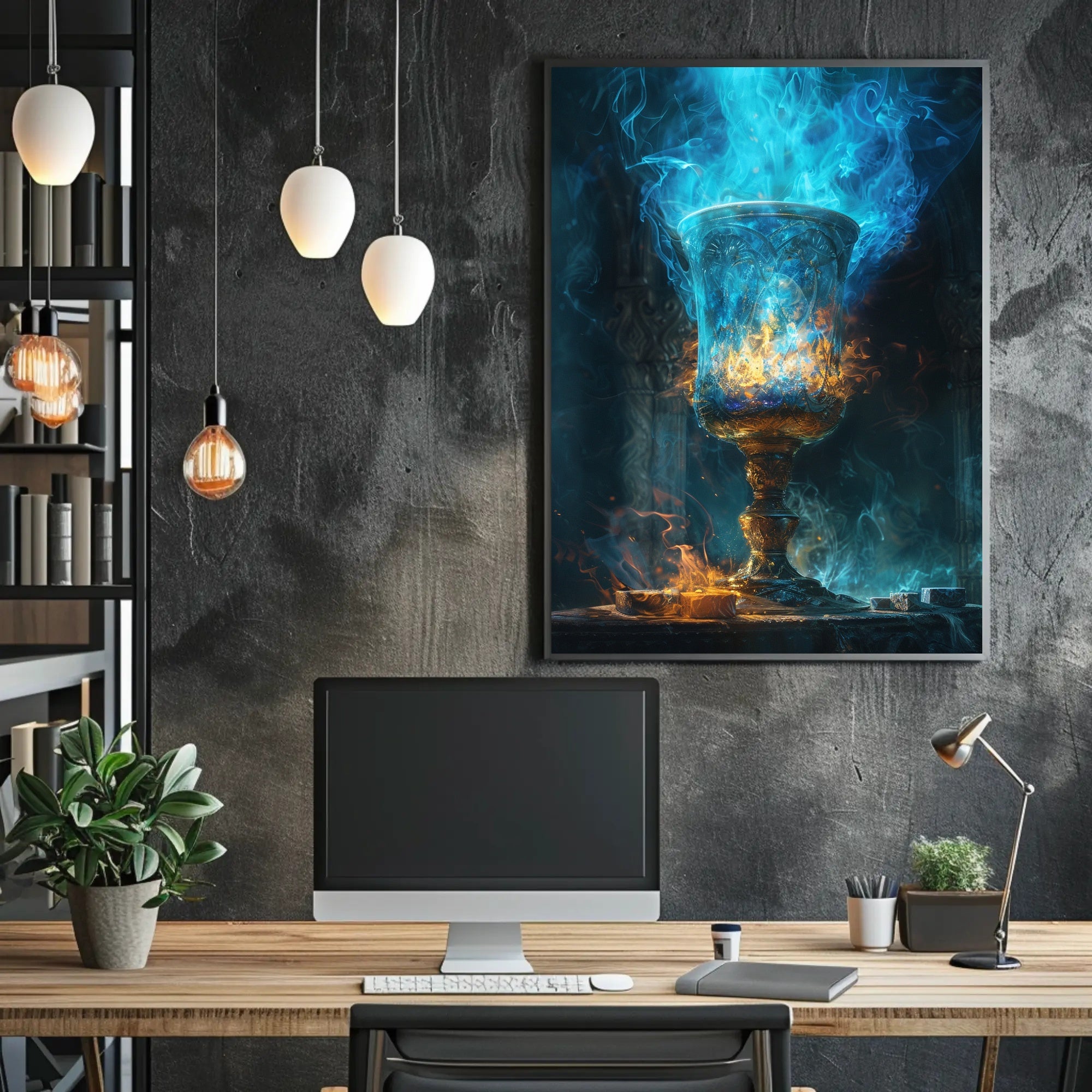 Mystical Chalice Fantasy Poster: Enchanting Fire Display PosterGoat