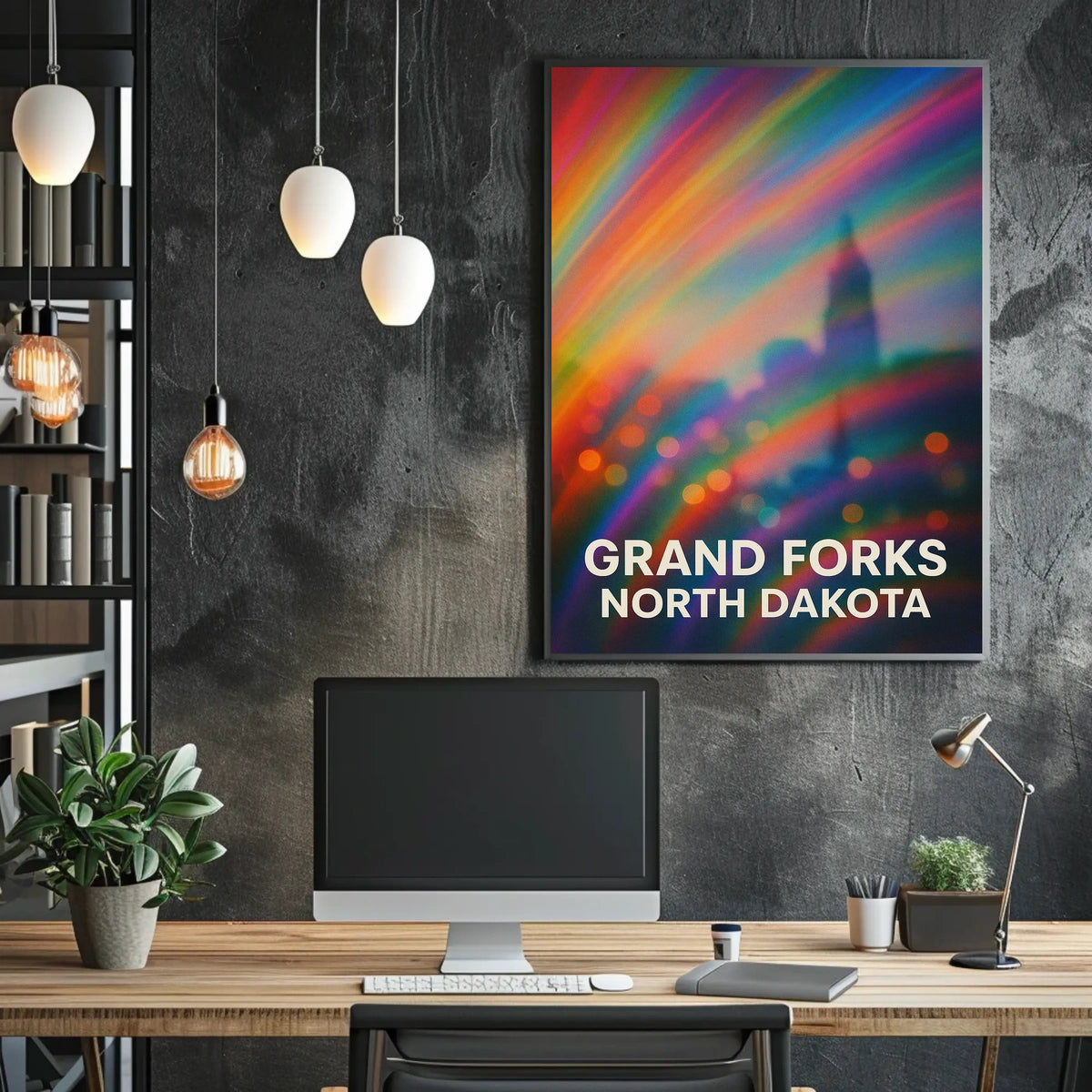 Grand Forks North Dakota Minimalist Travel Decor Poster