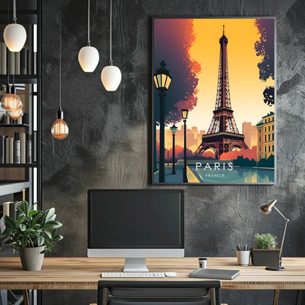 Eiffel Tower Sunset Elegance Travel Poster