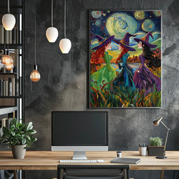 Three Witches Colorful Van Gogh Whimsical Poster