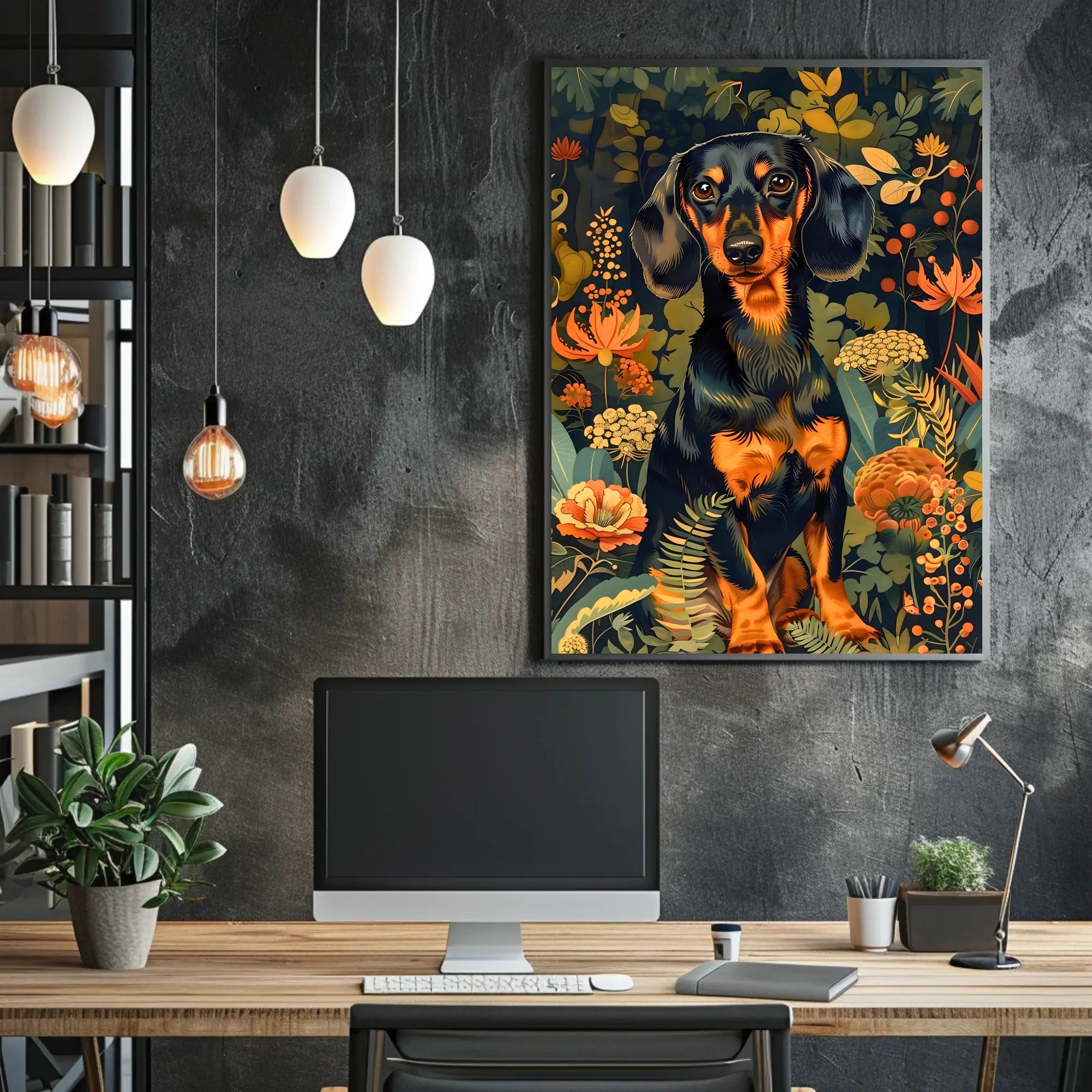 Dachshund in Bloom Wall Art Print