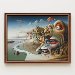 Surreal Faces Cliffside Dreamlike World Artistic Poster