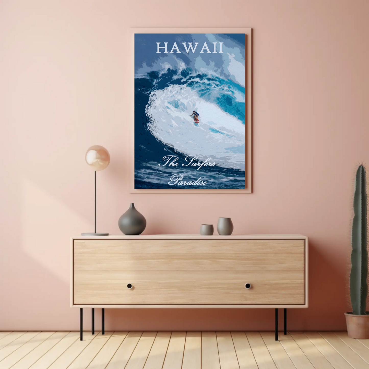 Hawaii Big Wave Surfer Ocean Power Travel Poster