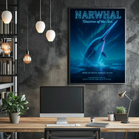 Narwhal Beneath Northern Lights Fantasy or Mythology Poster