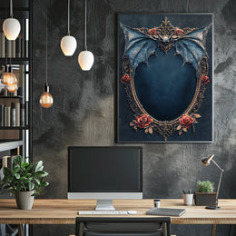 Gothic Bat and Roses Artistic Scenic Poster
