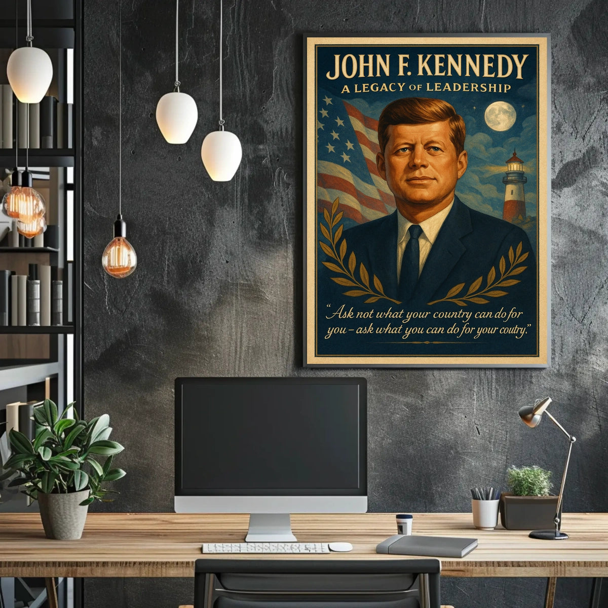 John F. Kennedy Vintage Leadership Poster Art