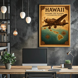 Explore Hawaii in Steampunk Style Poster